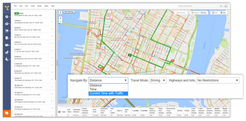 Route4Me becomes a driving route planner when you use it to predict traffic