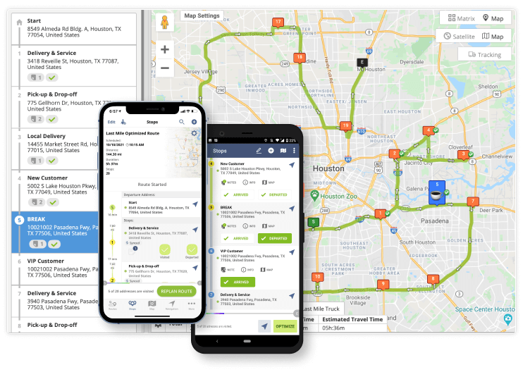 Route optimization software with driver breaks