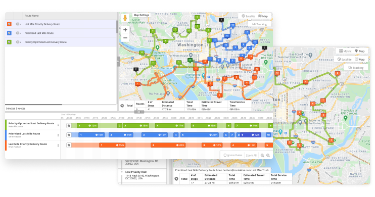 Route planning software with manual destination and order priority